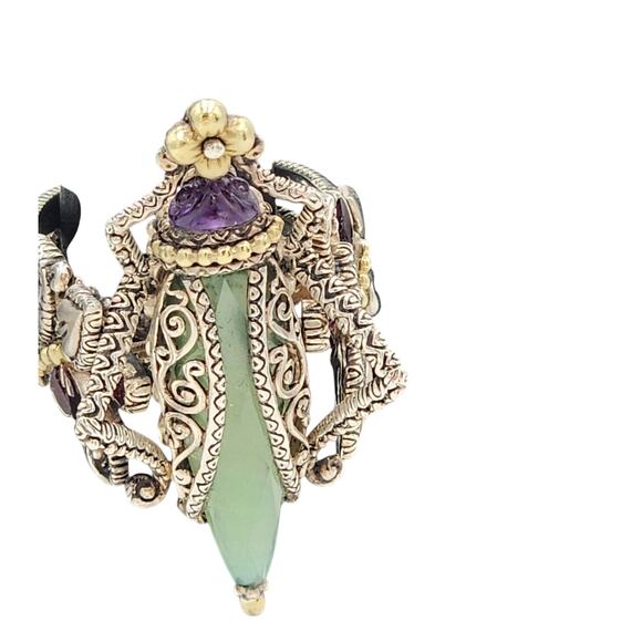 Barbara Bixby Jewelry Grasshopper Sterling Silver 18K Gold Filigree Ring Size 10 - Picture 15 of 16